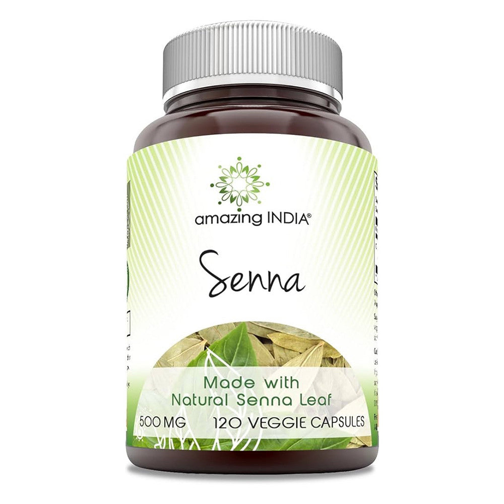 Amazing India Senna 500 Mg Veggie Capsules, 120 Ea